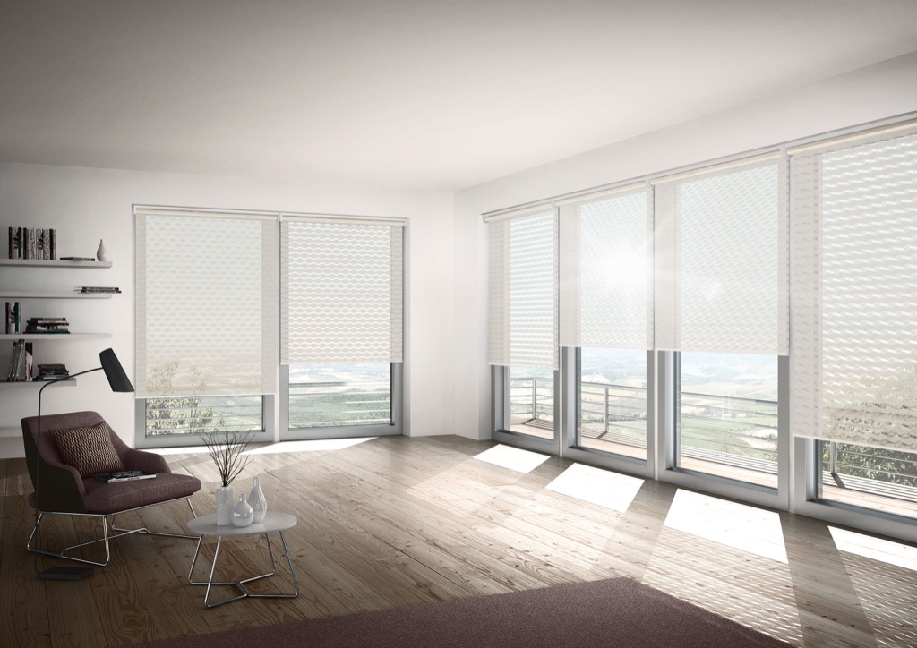 Doppelrollo. Die Bedienung erfolgt automatisiert.
Doppelrollo. Die Bedienung erfolgt automatisiert.