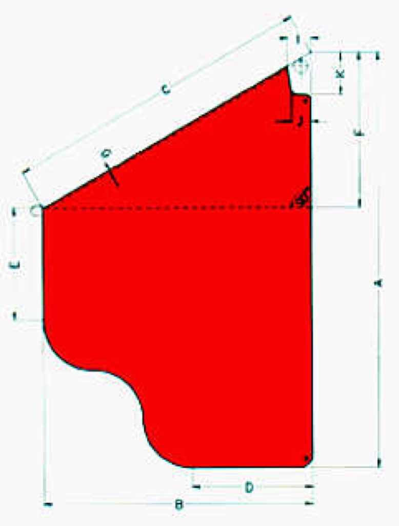 Beispiel eines einhängbaren Seitenteils mit Maßvorgaben für die individuelle Gestaltung. Beispiel eines einhängbaren Seitenteils mit Maßvorgaben für die individuelle Gestaltung.